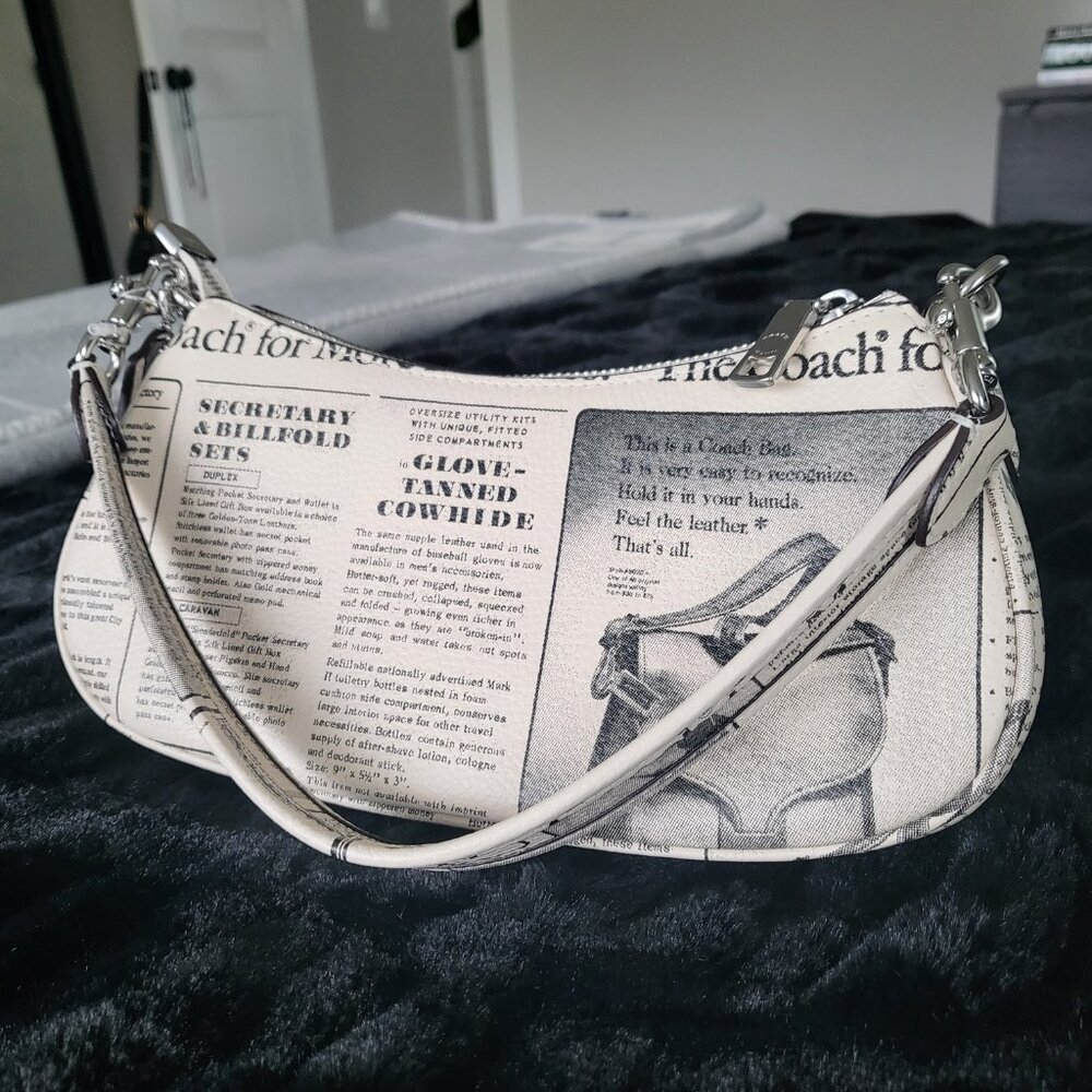 Coach Ashton Shoulder Bag With Newspaper Print NWT - Picture 2 of 5